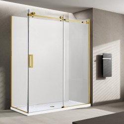 1170*770*1950mm  Brushed Gold Frameless Sliding Door Rectangle Shower Box