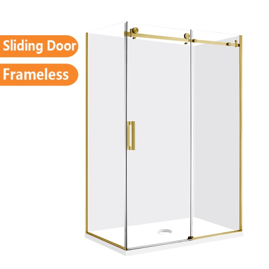 1170*770*1950mm  Brushed Gold Frameless Sliding Door Rectangle Shower Box