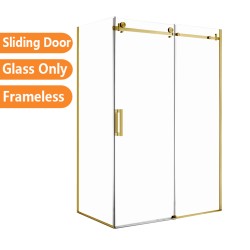 1170*770*1950mm Brushed Gold Frameless Shower Door & Return Panel