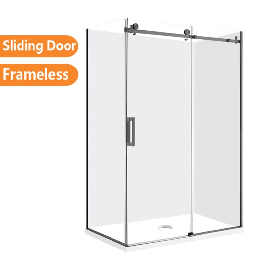 1170*870*1950mm Gunmetal Grey Frameless Sliding Door Rectangle Shower Box