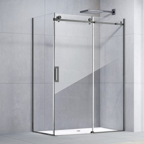 1170*870*1950mm Gunmetal Grey Frameless Shower Door & Return Panel