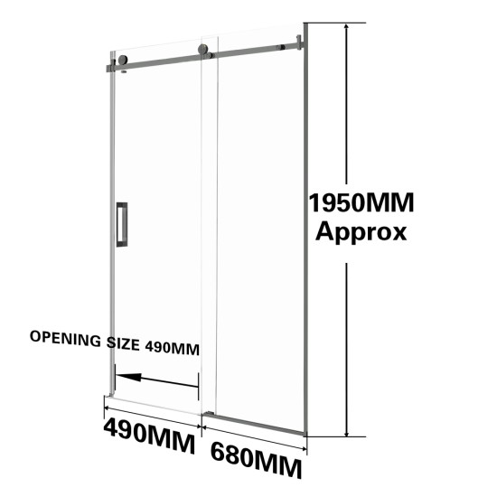 1170*1950mm Gunmetal Grey Frameless Shower Door Only