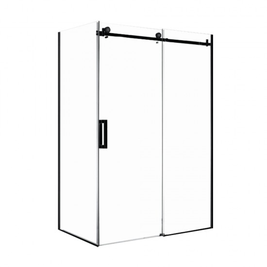 1470*870*1950mm Black Frameless Shower Door & Return Panel