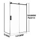 1470*870*1950mm Black Frameless Shower Door & Return Panel
