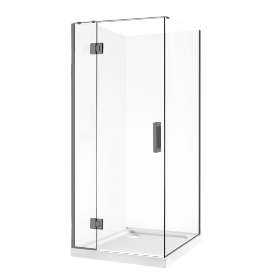 1000*1000*1950mm Gunmetal Grey Frameless Swing Door Square Shower Box