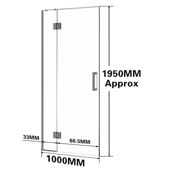 1000*1950mm Gunmetal Grey Frameless Shower Door Only