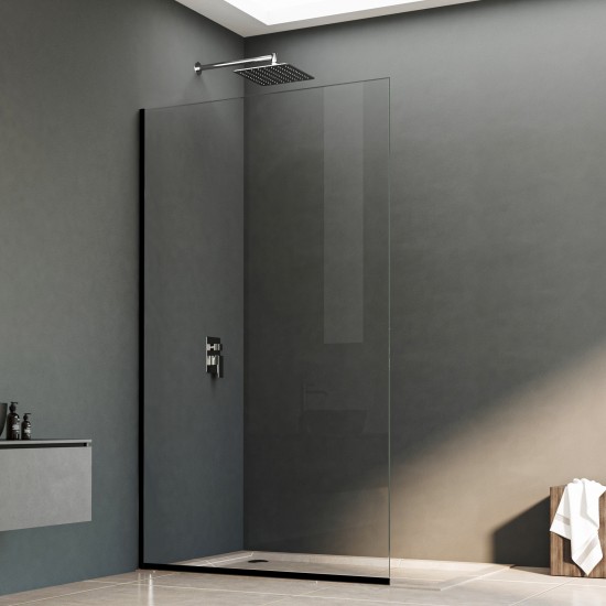 960*1950mm Black Walk In Frameless Shower Glass With 2 Channels