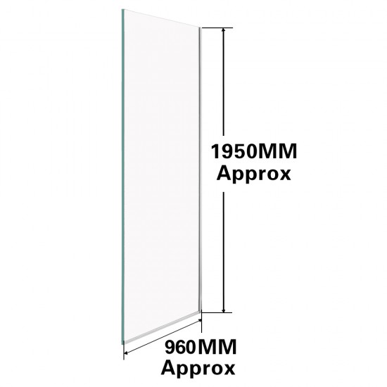 960*1950mm Chrome Walk In Frameless Shower Glass With 2 Channels