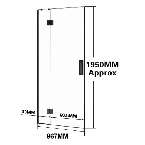 1000*1950mm Black Frameless Shower Door Only