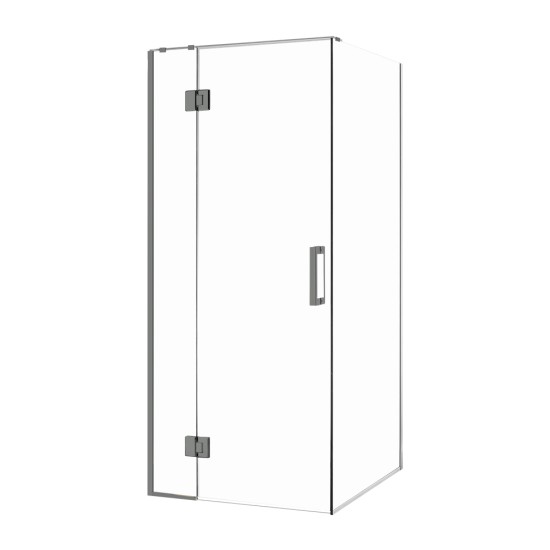 1000*1000*1950mm Gunmetal Grey Frameless Shower Door & Return Panel