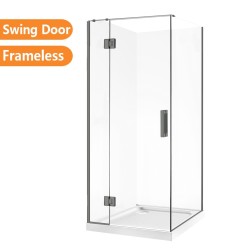 900*900*1950mm Gunmetal Grey Frameless Swing Door Square Shower Box