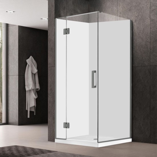 900*900*1950mm Gunmetal Grey Frameless Swing Door Square Shower Box