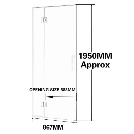 900*1950mm Chrome Frameless Shower Door Only