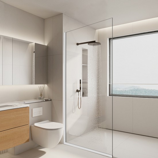 860*1950mm Chrome Walk In Frameless Shower Glass With 2 Channels