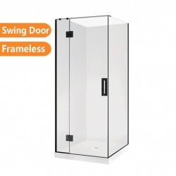 900*900*1950mm Black Frameless Swing Door Square Shower Box