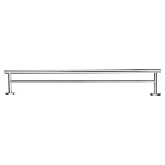 755mm Wall Double Round Towel Rail Rack Holder Stainless Steel Brushed Nickel