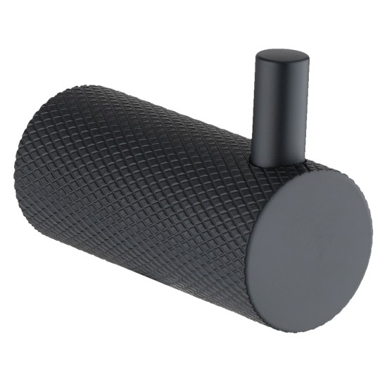 Lattice Edition Luxury Knurled Robe Hook Black Stainless Steel 304