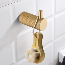 Lattice Edition Luxury Knurled Robe Hook Brushed Yellow Gold Stainless Steel 304