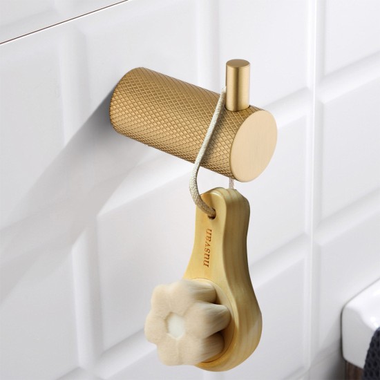 Lattice Edition Luxury Knurled Robe Hook Brushed Yellow Gold Stainless Steel 304