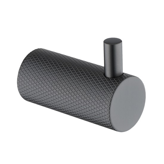 Lattice Edition Luxury Knurled Robe Hook Gunmetal Grey Stainless Steel 304