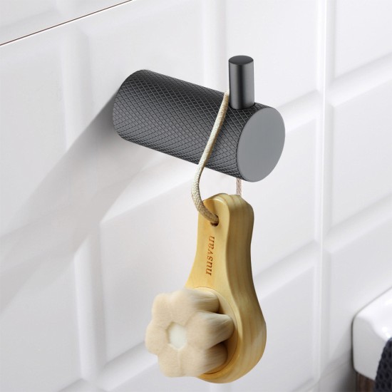 Lattice Edition Luxury Knurled Robe Hook Gunmetal Grey Stainless Steel 304