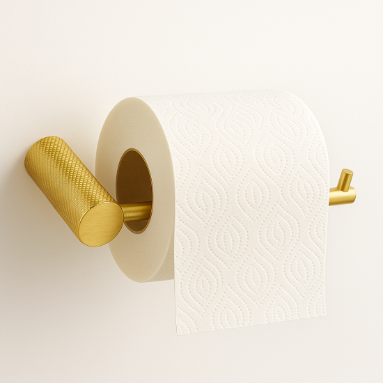 Lattice Edition Luxury Knurled Bathroom Toilet Paper Hook Roll Tissue Holder Round Stainless Steel Brushed Yellow Gold