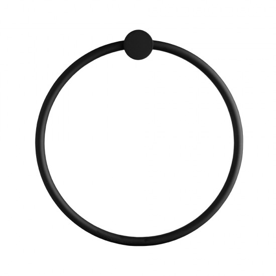 Round Black Hand Towel Ring Wall Mounted