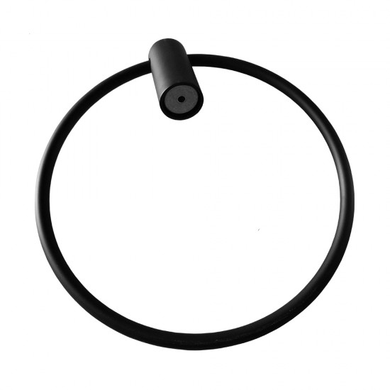 Round Black Hand Towel Ring Wall Mounted