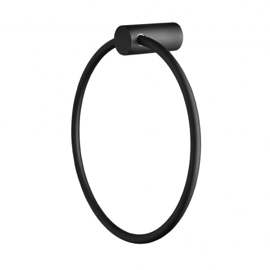 Round Black Hand Towel Ring Wall Mounted