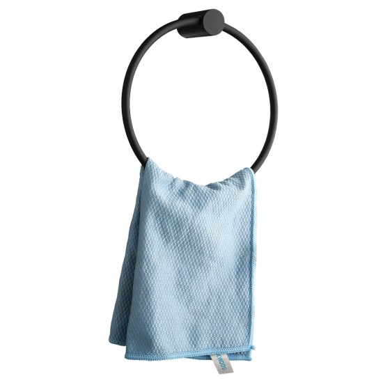 Round Black Hand Towel Ring Wall Mounted