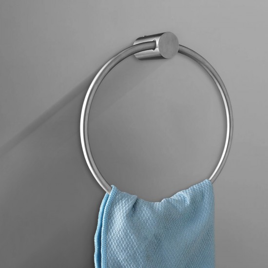 Round Brushed Nickel Hand Towel Ring Wall Mounted