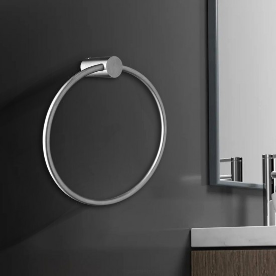 Round Brushed Nickel Hand Towel Ring Wall Mounted