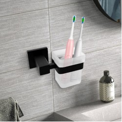 Ottimo Nero Black Glass Toothbrush Holder