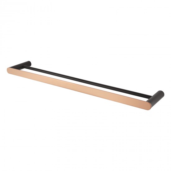 Esperia Black & Rose Gold Double Towel Rail 600mm Stainless Steel 304 Wall Mounted