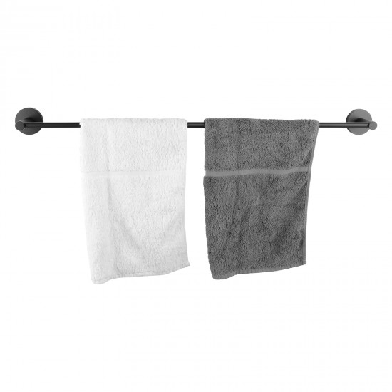 Euro Pin Lever Round Black Single Towel Rack Rail 800mm