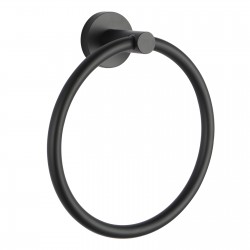 Euro Pin Lever Round Black Hand Towel Ring Wall Mounted