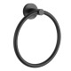 Euro Pin Lever Round Black Hand Towel Ring Wall Mounted