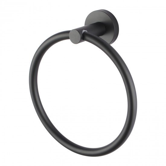 Euro Pin Lever Round Black Hand Towel Ring Wall Mounted