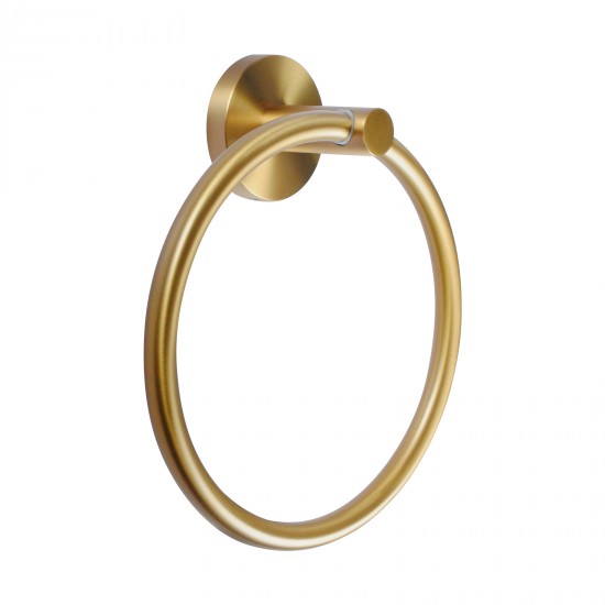 Pentro Round Brushed Yellow Gold Hand Towel Ring Wall Mounted
