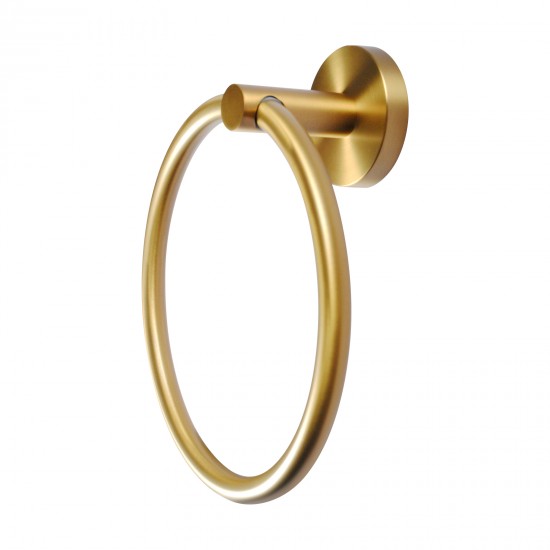 Pentro Round Brushed Yellow Gold Hand Towel Ring Wall Mounted