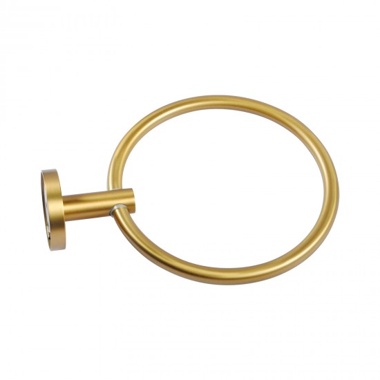 Pentro Round Brushed Yellow Gold Hand Towel Ring Wall Mounted