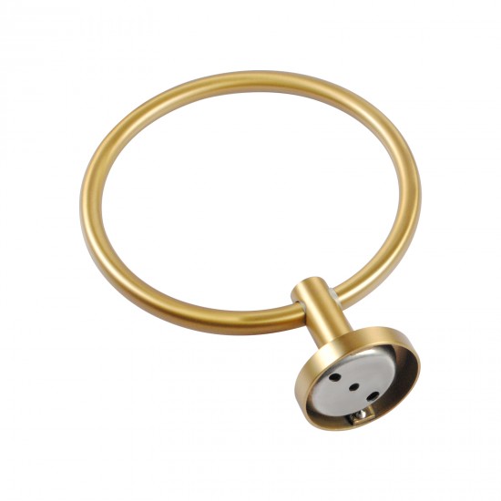 Pentro Round Brushed Yellow Gold Hand Towel Ring Wall Mounted