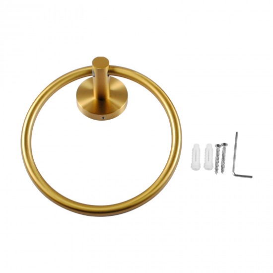 Pentro Round Brushed Yellow Gold Hand Towel Ring Wall Mounted