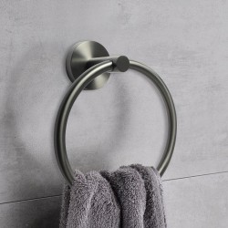Norico Round Gunmetal Grey Hand Towel Ring Wall Mounted