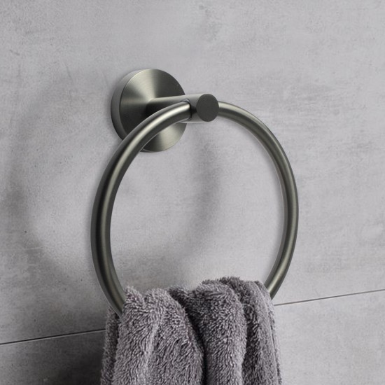 Norico Round Gunmetal Grey Hand Towel Ring Wall Mounted