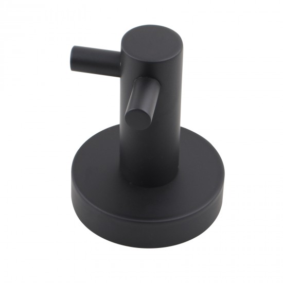 Double Robe Hook Euro Pin Lever Round Black Stainless Steel Wall Mounted
