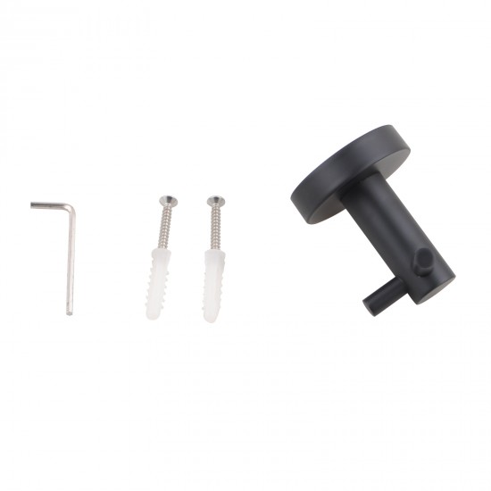 Double Robe Hook Euro Pin Lever Round Black Stainless Steel Wall Mounted