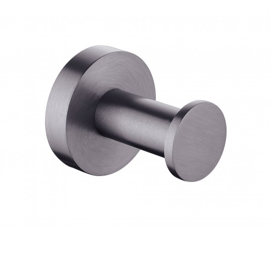 Euro Pin Lever Round Gunmetal Grey Stainless Steel Robe Hook Wall Mounted