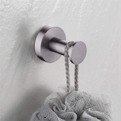 Euro Pin Lever Round Gunmetal Grey Stainless Steel Robe Hook Wall Mounted