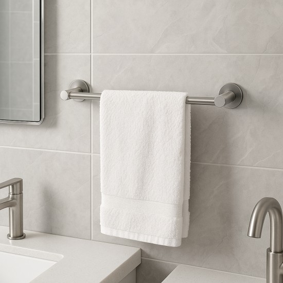 Round Chrome Hand Towel Holder 347mm Wall Mounted